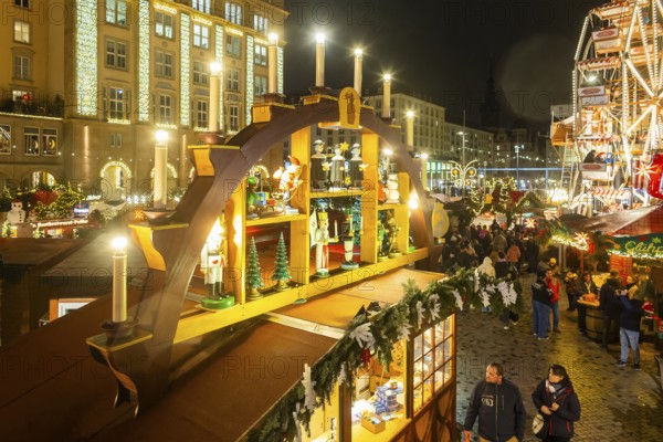 The Dresden Striezelmarkt is a Christmas market in Dresden. It has been held in Advent since 1434, usually on the Altmarkt square, and attracts an average of around two million visitors every year. It is the oldest certified Christmas market in Germany, Dresden, Saxony, Germany, Europe