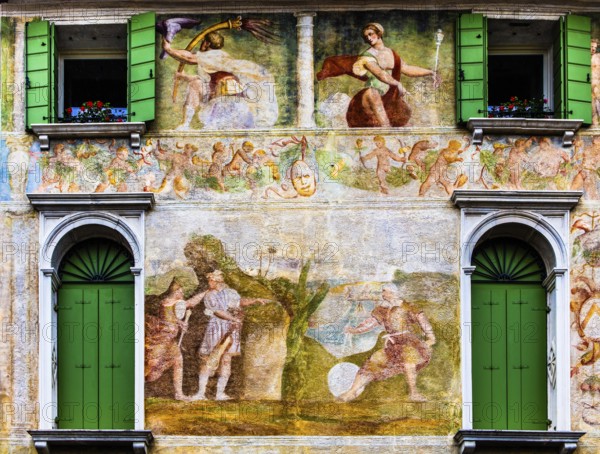 Palaces on the old town streets, medieval old town, Portogruaro, Veneto, Friuli, Italy, Portogruaro, Veneto, Italy, Europe