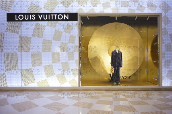 Interior, LOUIS VUITTON Brand Store, Logo, Dubai Luxury Shopping Mall, Luxury Shopping Centre, Downtown, Dubai, United Arab Emirates, VAR, Asia