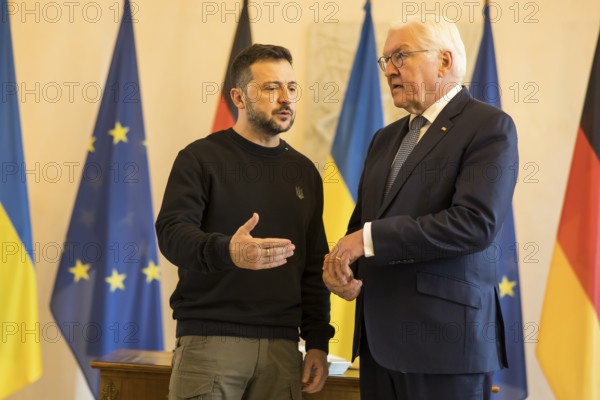 Volodymyr Selensky (President of Ukraine) after his entry in the guest book with Frank-Walter Steinmeier (President of the Federal Republic of Germany) at Bellevue Palace, 11 October 2024