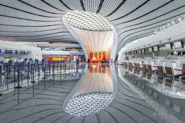 Terminal of the new Beijing Daxing New International Airport (PKX) in Beijing, China, Asia