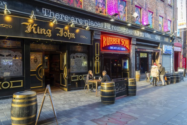 King John pub, Rubber Soul Beatles bar, Mathew Street, Liverpool, Merseyside, England, UK