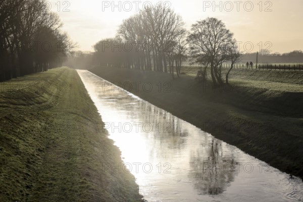 Dinslaken, North Rhine-Westphalia, Germany, The Emscher has been completely wastewater-free since January 2022 following the construction of a parallel sewer. The river was previously an open, above-ground wastewater sewer, combined sewer with surface water and wastewater, Europe