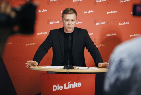 Martin Schirdewan, Chairman of the Left Party, recorded at a press conference in Berlin, 19 August 2024