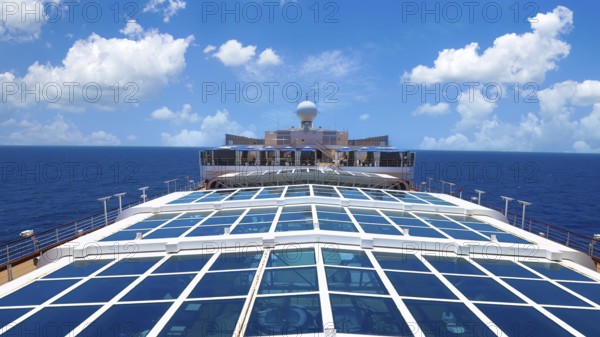 Sailing luxury cruise ship on vacation heading to Panama Canal for scenic crossing