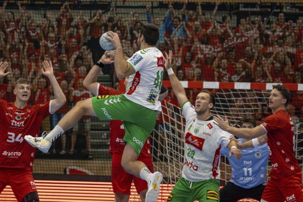 06.09.2024, 2nd HBL (German Handball League), Matchday 1: Eulen Ludwigshafen against GWD Minden. On the ball: Luca Sebetic (40, Minden)
