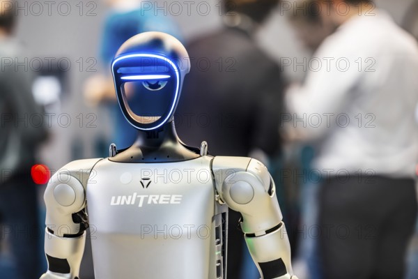 Unitree H1, H1-2, the first humanoid robot from the Chinese company Unitree. European Robotics Forum (ERF) in Stuttgart. The networking event brings together science, researchers and companies. This year's focus is on synergies between robotics and artificial intelligence. Stuttgart, Baden-Württemberg, Germany, Europe