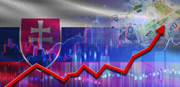 Slovakia financial growth on market graph. Slovakia economic growth on financial graph