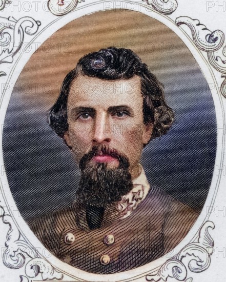 Nathan Bedford Forrest, 1821-1877, American General in the Confederate Army during the American Civil War, Historical, digitally restored reproduction from a 19th century original, Record date not stated