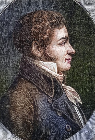 Marc-David Alba, also known as Marc-David Lasource (22 January 1763, 31 October 1793), was a French statesman during the French Revolution, Historical, digitally restored reproduction from a 19th century original, Record date not stated