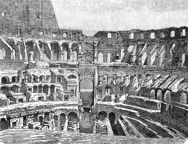 Amphitheatre, interior of the Colosseum in Rome, Italy, 1885, Historical, digital reproduction of an original from the 19th century, Europe