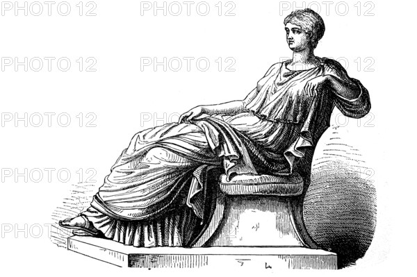 Vipsania Agrippina, 14 BC, 18 October 33 AD, Agrippina maior, Agrippina the Elder, a member of the Julio-Claudian dynasty and mother of the Roman emperor Caligula, Historical, digital reproduction of an original from the 19th century