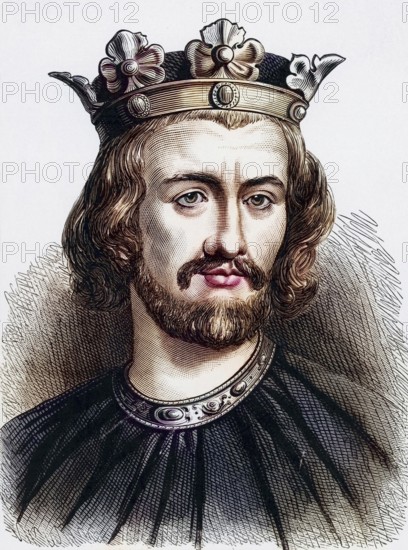 John (1167-1216), King of England from 1199, youngest son of Henry II and Eleanor of Aquitaine, member of the Angevin dynasty, Historical, digitally restored reproduction from a 19th century original, Record date not stated