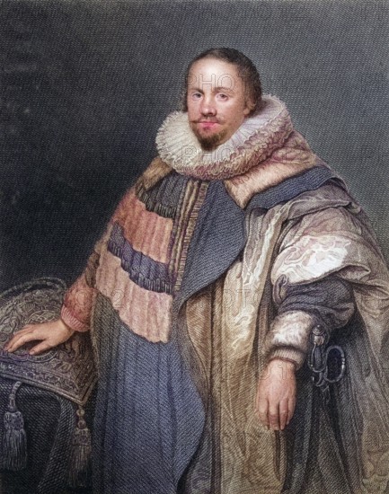 Thomas Coventry, 1st Baron Coventry (of Aylesborough) 1578-1640, Lord Keeper, English lawyer. From the book Lodges British Portraits, published in 1823, Historical, digitally restored reproduction from a 19th century original, Record date not stated