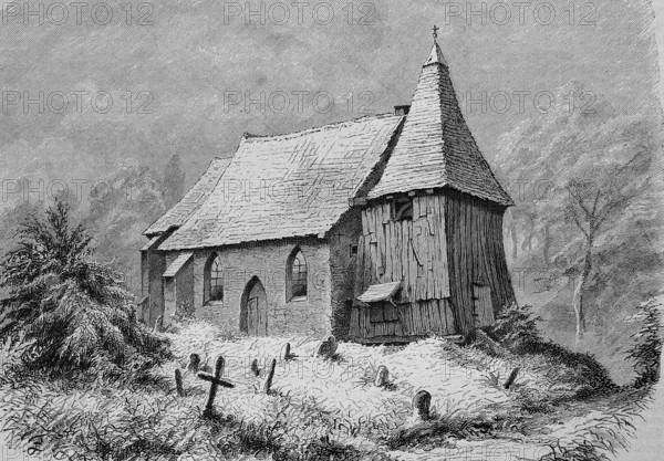 The Church of St Gallus in Süderbrok, St Gallus Church in Lemwerder-Altenesch, Lower Saxony, Germany, in 1887, Historical, digital reproduction of an original 19th-century original, Europe