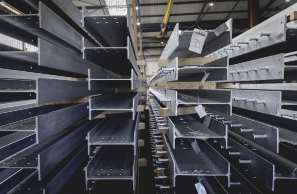 Finished galvanised steel parts lie in the factory hall of the surface finishing company Coatinc Company in Siegen, 22/08/2024