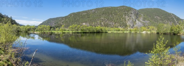 Panorama of the Suldal river, famous salmon river in the Ryfylke region, southern Norway
