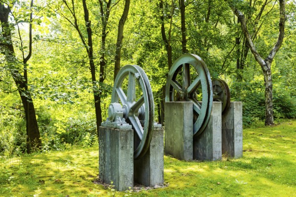 Exhibits on the open-air grounds of the Altenberg Mining Museum, Altenberg, Altenberg, Saxony, Germany, Europe