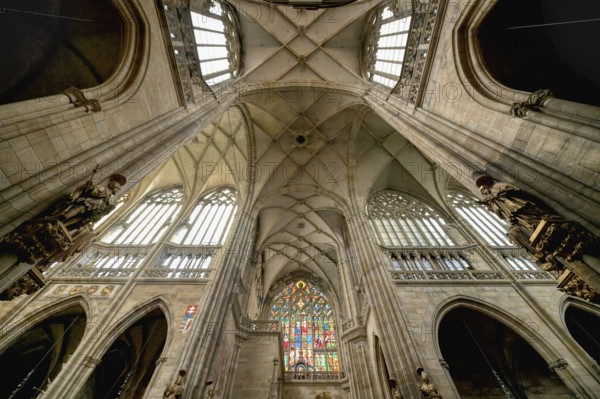 Prague castle, Gothic Metropolitan Cathedral of Saints Vitus, Wenceslas and Adalbert, Ceiling, Prague, Czech Republic, Europe