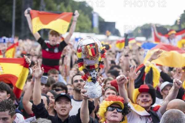 A homemade trophy in the fan zone at the Brandenburg Tor during the quarter-final match between Germany and Spain at the European Football Championship, Berlin, 05/07/2024