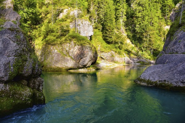 At the breakthrough of the river Ammer near Scheibum in Saulgrub, Bavaria, Germany, Europe
