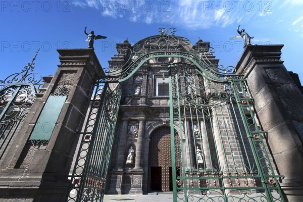 Mexico, Puebla Cathedral on the central Zocalo plaza in historic city center., Central America