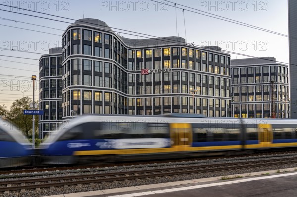 The headquarters of the logistics service provider DB Schenker AG, on Kruppstrasse, at the main railway station in Essen, North Rhine-Westphalia, Germany, Europe