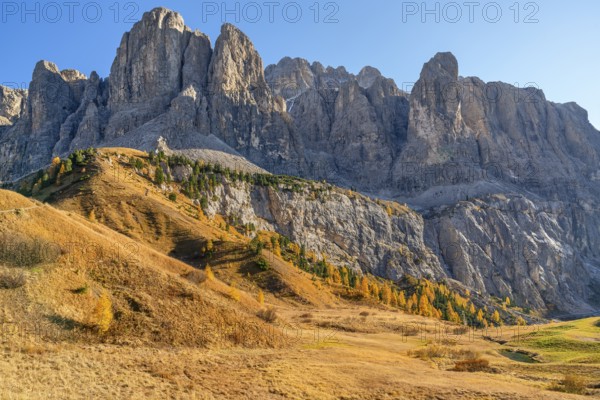 Sella Group, Gardena Pass, Passo Gardena, autumn, Dolomites, Bolzano, South Tyrol