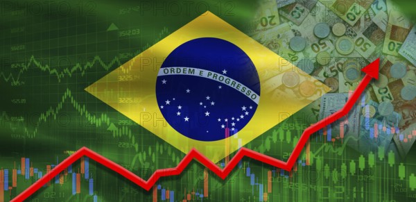 Brazil financial growth on market graph. Brazil economy growth on financial trade
