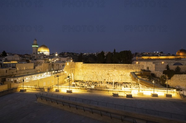 Israel, Sacred Western Wall Kotel in Jerusalem Old City known as Wailing Wall and Al Buraq Wall, Asia