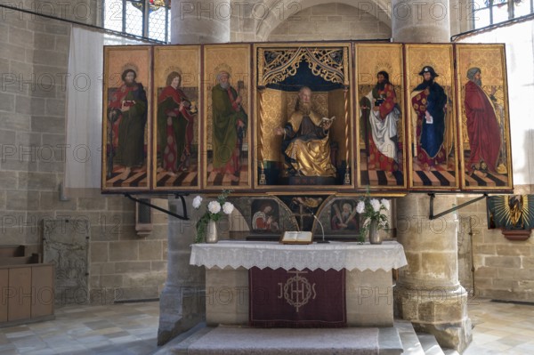 St Andrew's altar, probably by Michael Wohgemut, dating from around 1500, in St Andrew's Church, Weißenburg, Middle Franconia, Bavaria, Germany, Europe