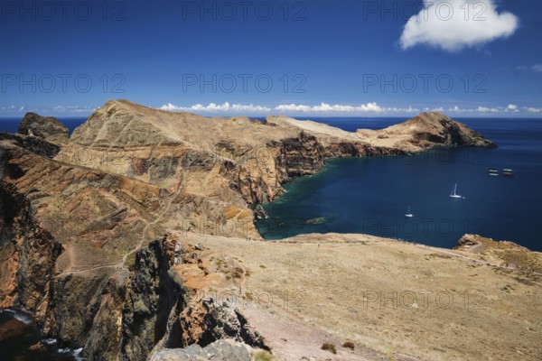 Madeira Island scenic rugged landscape - Ponta do Sao Lourenco cape, Miradouro do Abismo viewpoint. Madeira, Portugal, Europe