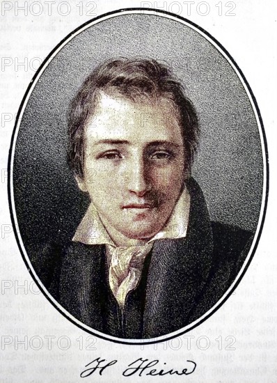 Christian Johann Heinrich Heine, 13 December 1797, 17 February 1856, was one of the most important German poets, writers and journalists of the 19th century, digital reproduction of an original from the 19th century, original date unknown
