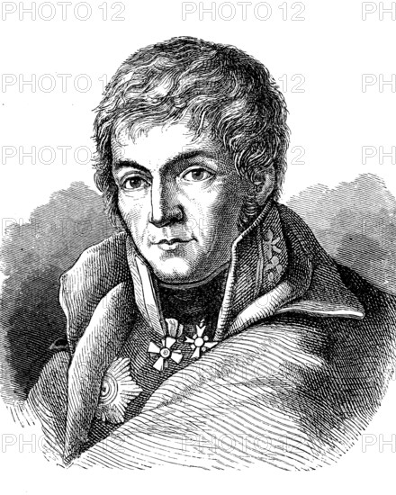 Gerhard Johann David Scharnhorst, from 1804 von Scharnhorst (12 November 1755, 28 June 1813) was a Prussian lieutenant general and army reformer, Historical, digital reproduction of an original from the 19th century