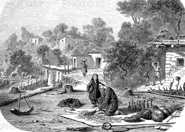 Tartar flat in the Crimea, Ukraine, Russia, in 1875, Historical, digital reproduction of an original from the 19th century, Europe