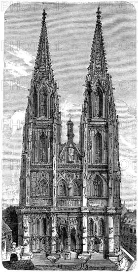 The cathedral of Regensburg, Bavaria, Germany, in 1880, Historical, digital reproduction of an original from the 19th century, Europe