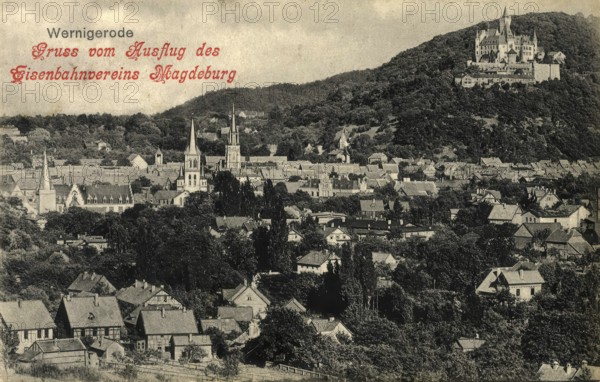 Historical postcard, picture postcard, Wernigerode, Saxony-Anhalt, Germany, digitally enhanced reproduction of an original from around 1900, picture postcard, Europe