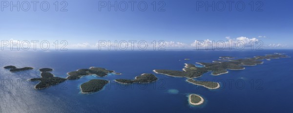 Aerial view, Pakleni or Paklinski Islands off the island of Hvar, Dalmatia, Croatia, Europe