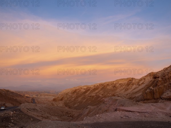 Road through the Atacama Desert, red sand desert near San Pedro de Atacama, Chile, South America