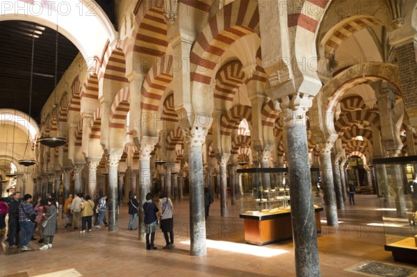 Moorish arches in the former mosque now cathedral, Cordoba, Spain, Europe