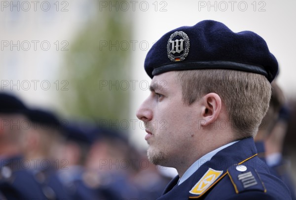 Air force soldiers of the guard battalion, photographed during the final roll call of the Bundeswehr missions MINUSMA and EUTM Mali at the Federal Ministry of Defence in Berlin, 22.02.2024