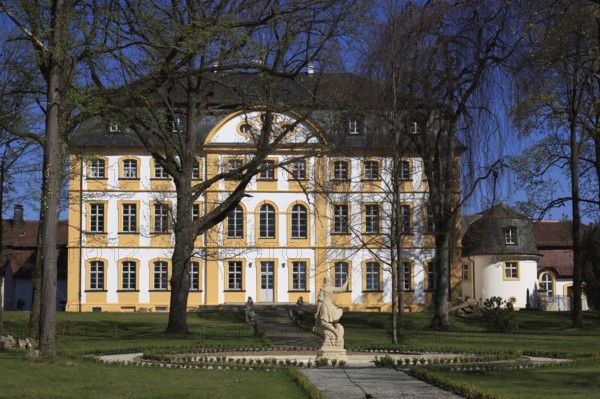 The Jägersburg, former Schönborn hunting lodge, a baroque hunting lodge of the Bamberg prince-bishops near Eggolsheim, district of Forchheim, Upper Franconia, Bavaria, Germany, Europe