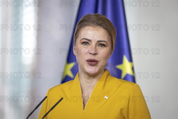 Evika Silina, Prime Minister of Latvia, at a press conference at the Chancellery in Berlin, 27 March 2024