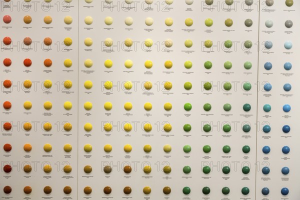 Colour palette in the Wendt & Kühn world in Grünhainichen, Erzgebirge, Saxony, Germany, Europe