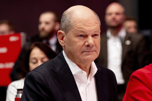Olaf Scholz (Federal Chancellor) at the special party conference of the SPD (Social Democratic Party of Germany) in the Berlin City Cube on 11 January 2025. Olaf Scholz was officially confirmed as a candidate for the upcoming Bundestag elections
