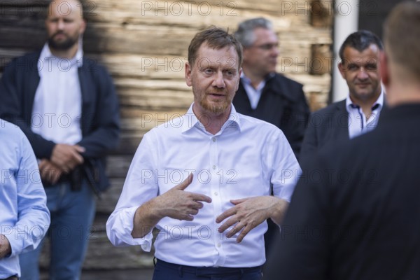 Minister-President Michael Kretschmer visits Schneeberg on the occasion of the mining dispute day, Siebenschlehner Pochwerk, Schneeberg, Saxony, Germany, Europe