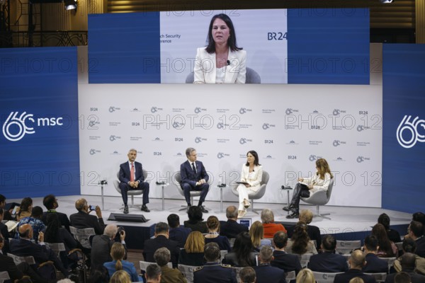 60th Munich Security Conference. Panel discussion on 'Äô Growing the Pie: Seizing Shard Opportunities'Äô with Annalena Bärbock (Bündnis 90/Die Grünen), Federal Foreign Minister, Antony Blinken, Secretary of State of the United States of America, and Subrahmanyam Jaishankar, Foreign Minister of India. Munich, 17.02.2024. Photographed on behalf of the Federal Foreign Office