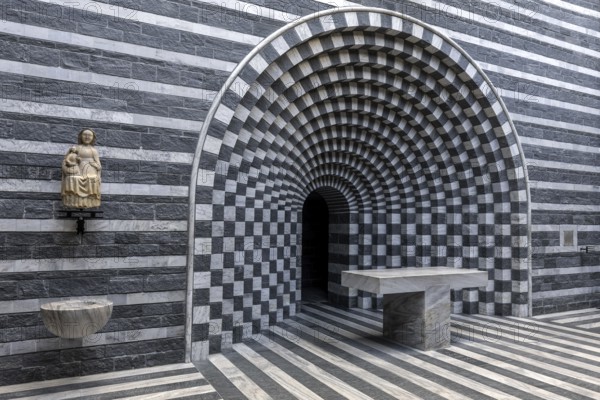 Chiesa di San Giovanni Battista, interior view, architect Mario Botta, Mogno, near Fusio, Lavizzara, Canton Ticino, Switzerland, Europe
