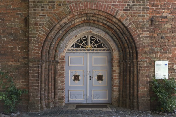 Entrance portal of the church of the former convent of the Benedictine nuns 13th century, Kirchpl. 1A, Rehna, Mecklenburg-Vorpommern, Germany, Europe