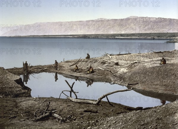 The Dead Sea, Jericho, Holy Land, West Bank, c. 1895, Historical, digitally restored reproduction from a 19th century original, Record date not stated
